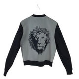 VERSACE AS IS RET$478 NEOPRENE EMBROIDERED LION BOMBER JACKET MEN JACKET GREY BLACK 44