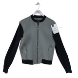 VERSACE AS IS RET$478 NEOPRENE EMBROIDERED LION BOMBER JACKET MEN JACKET GREY BLACK 44