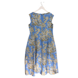 LAFAYETTE 148 FLORAL MAXI DESIGNER DRESS BLUE TAN 12