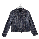 WORTH ZIP LEATHER PYTHON DESIGNER JACKET NAVY GREY 12