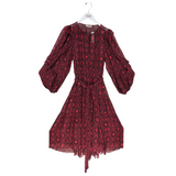 ULLA JOHNSON SILK PRINT MAXI DESIGNER DRESS RED BLACK 4