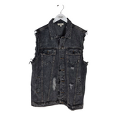 UMGEE DENIM FRAYED VEST GREY LARGE