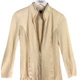 ST JOHN COLLECTION KNIT STUDS LONG SLEEVE DESIGNER CARDIGAN CREAM 4