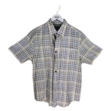 NAT NAST SILK SHORT SLEEVE MEN SHIRT WHITE BLUE MEDIUM