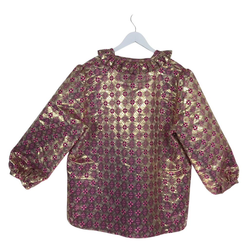 TUCKERNUCK RET$200 3/4 SLEEVE DESIGNER TOP GOLD PINK XX LARGE
