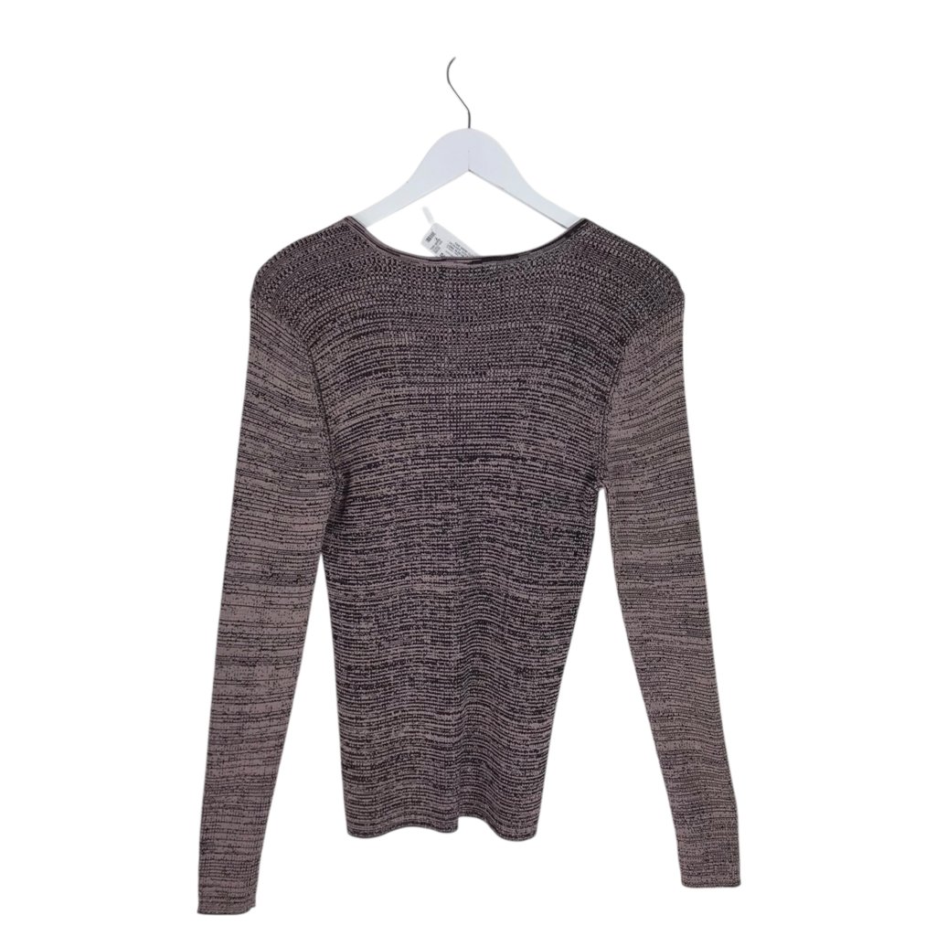 ELIE TAHARI LONG SLEEVE DESIGNER SWEATER BROWN BEIGE LARGE