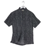 KENNY FLOWERS RET$98 STRIPE SHORT SLEEVE MEN SHIRT BLACK WHITE MEDIUM