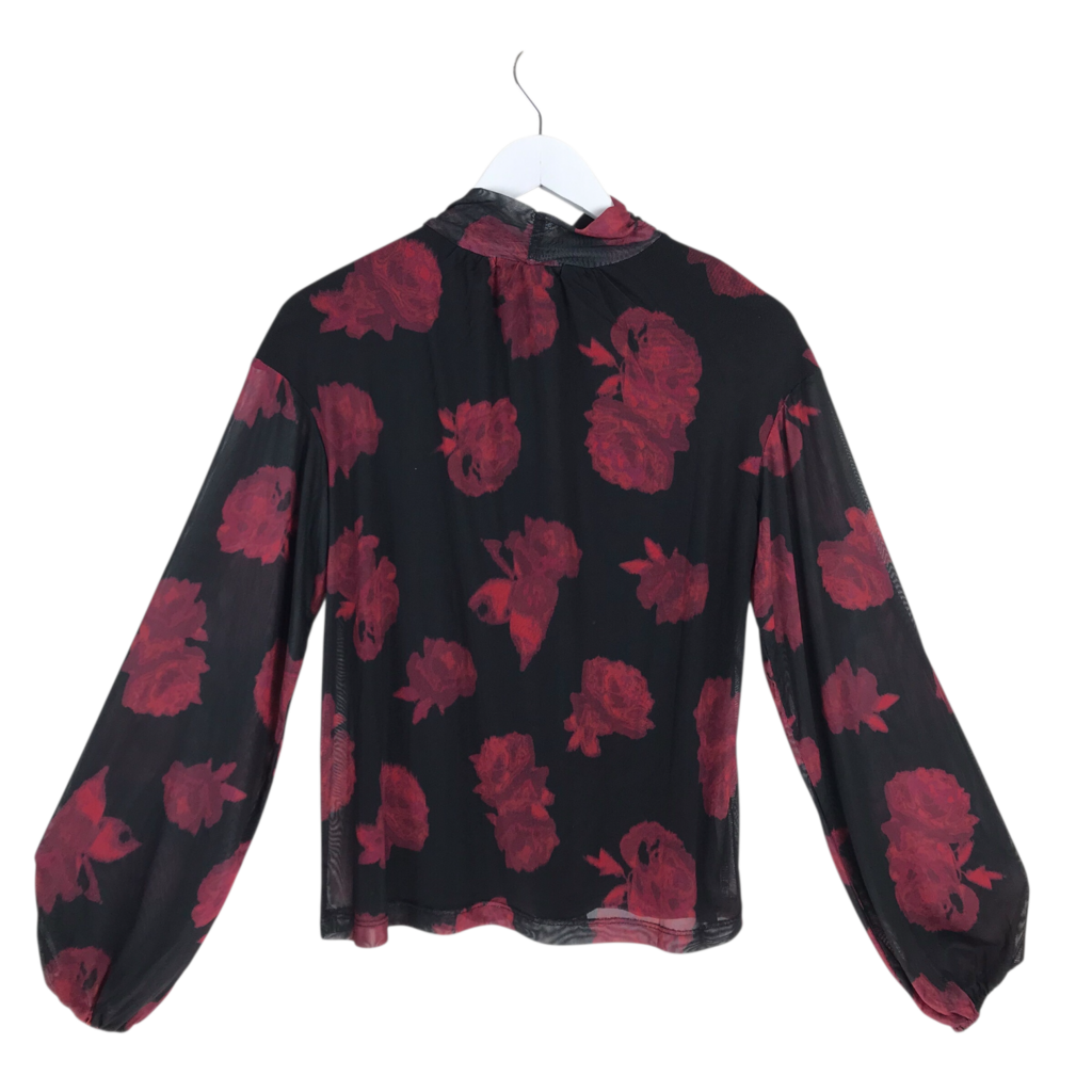 SANCTUARY TURTLE NECK LONG SLEEVE TOP BLACK RED SMALL