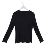 ELIZABETH'S BOUTIQUE SEQUIN LONG SLEEVE DESIGNER TOP BLACK GOLD MEDIUM