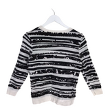 ANN TAYLOR 3/4 SLEEVE SEQUIN SWEATER BLACK WHITE SMALL