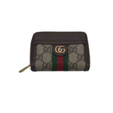 GUCCI OPHIDIA SUPREME CANVAS CARD CASE LUXE WALLET BEIGE