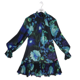 UNGARO LONG SLEEVE DESIGNER DRESS BLACK GREEN SMALL