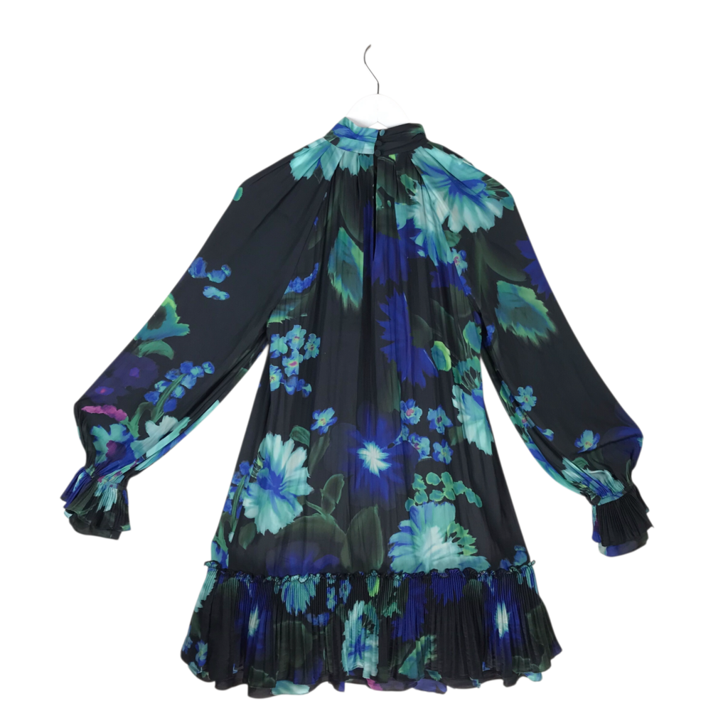 UNGARO LONG SLEEVE DESIGNER DRESS BLACK GREEN SMALL