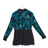 FRANK LYMAN TUNIC LONG SLEEVE DESIGNER BLOUSE TEAL BLACK 8