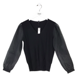 TALBOTS NWT$129 LONG SLEEVE TOP BLACK SMALL P