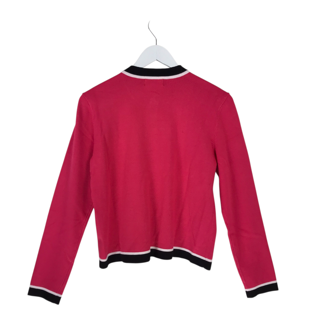 KARL LAGERFELD LONG SLEEVE KNIT CARDIGAN PINK BLACK SMALL