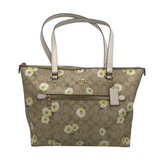 COACH RET$350 DAISY CANVAS LEATHER TOTE HANDBAG BEIGE WHITE