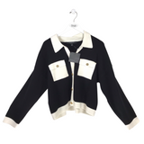 MARC NEW YORK NWT$78 LONG SLEEVE CARDIGAN BLACK WHITE LARGE