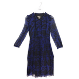 BURBERRY BRIT ABSTRACT PRINT LONG SLEEVE LUXE DRESS BLUE BLACK 4