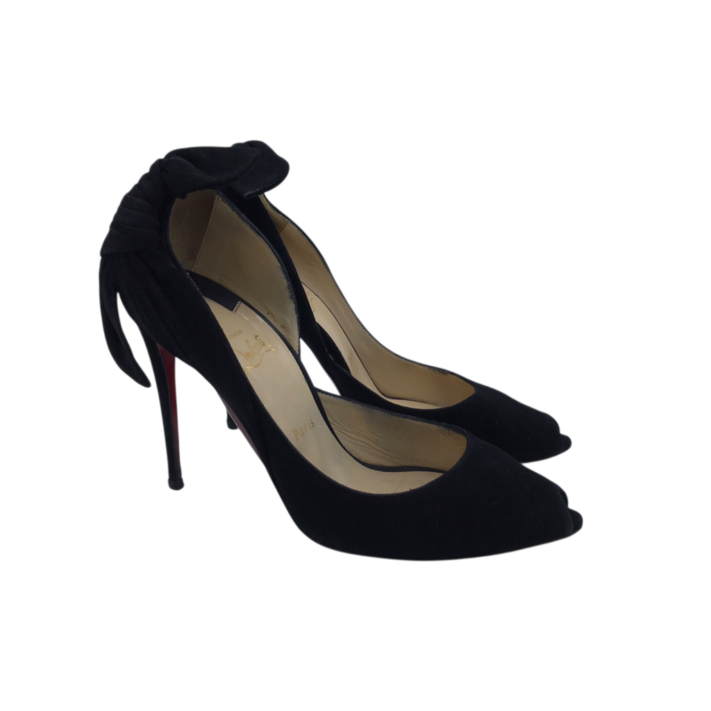 CHRISTIAN LOUBOUTIN SUEDE "BARBARA 100" PUMPS LUXE SHOES BLACK 39.5