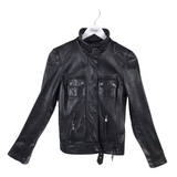 GIANNI BINI LAMBSKIN ZIPPER JACKET BLACK XS
