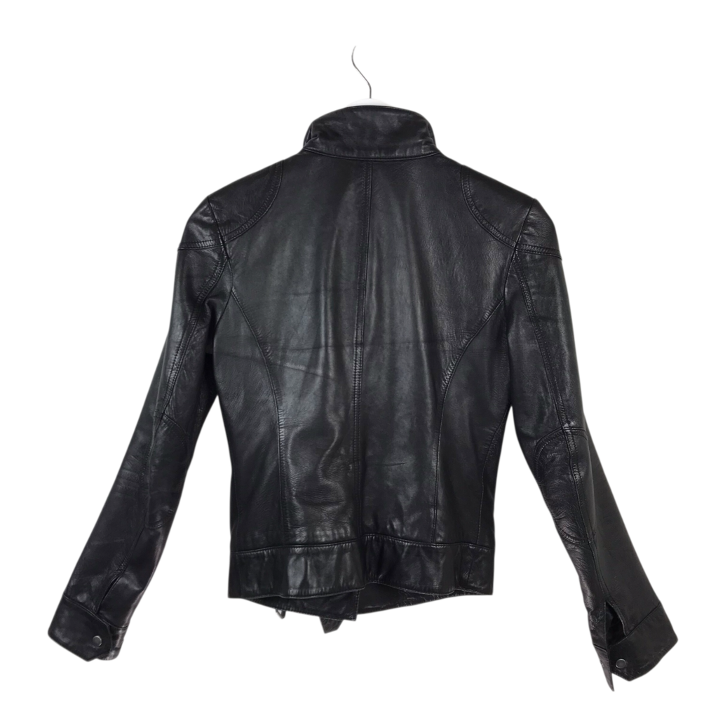 GIANNI BINI LAMBSKIN ZIPPER JACKET BLACK XS