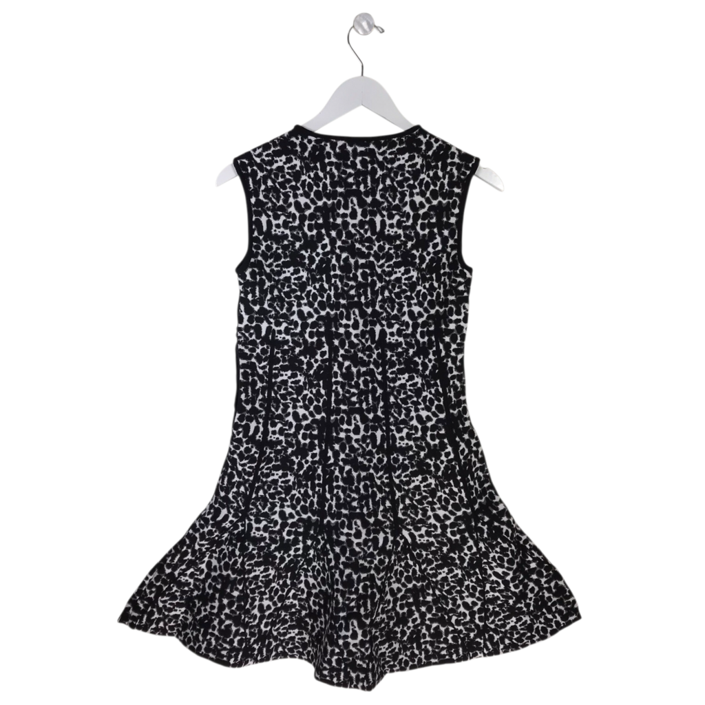 ANTONIO BERARDI KNIT ANIMAL PRINT SLEEVELESS DESIGNER DRESS WHITE BLACK 42