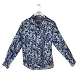 ROBERT GRAHAM EMBROIDERED PRINT LONG SLEEVE MEN SHIRT BLUE BLACK LARGE
