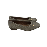 WHITE MOUNTAIN GLITTER QUILTED FLAT SHOES GOLD 8M