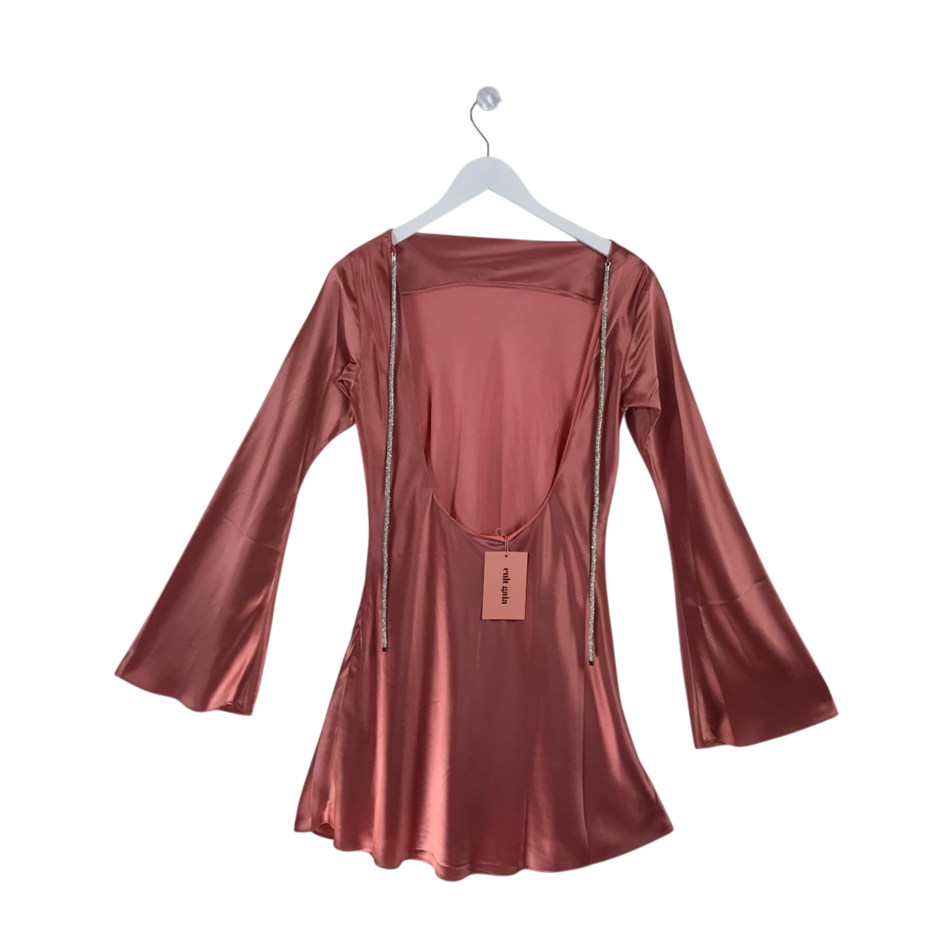 NWT$590 BELL SLEEVE DESIGNER DRESS PINK 8