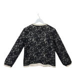 TALBOTS LACE LONG SLEEVE CARDIGAN BLACK WHITE MEDIUM P