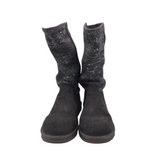 UGG SEQUIN SWEATER BOOTIE BOOTS GRAY SILVER 9