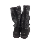 UGG SEQUIN SWEATER BOOTIE BOOTS GRAY SILVER 9