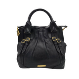 BURBERRY "BRIDLE WHIPSTITCH" LEATHER TOTE LUXE HANDBAG BLACK