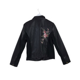 MARC NEW YORK NWT FAUX LEATHER EMBROIDERED JACKET BLACK MEDIUM