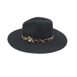 FELT BRIM BEE PIN HAT BLACK BROWN OS