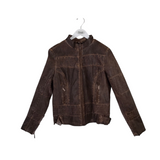 FAUX LEATHER ZIP JACKET BROWN XLARGE