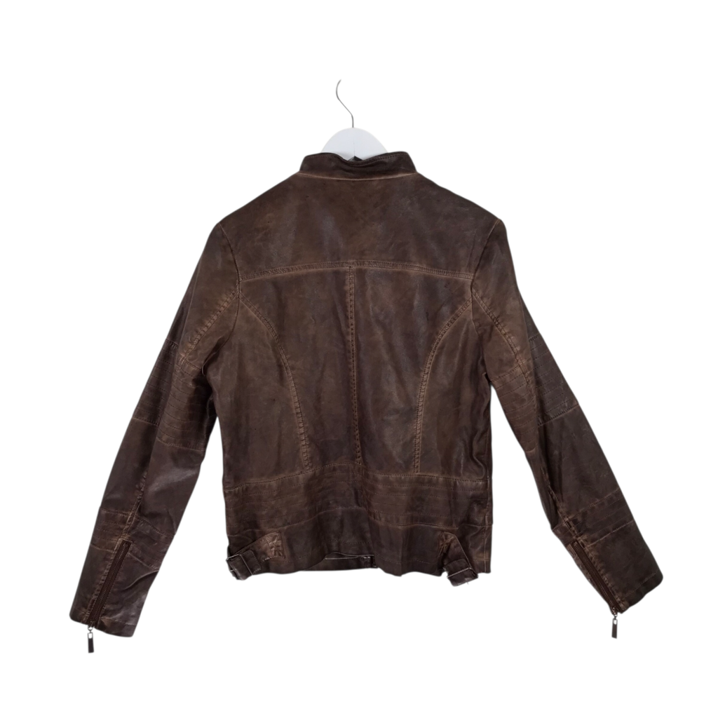FAUX LEATHER ZIP JACKET BROWN XLARGE