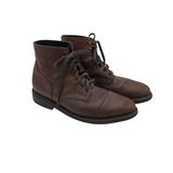 LEATHER LACE UP MEN BOOTS BROWN 8