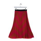 PLEATED STRIPE MAXI DESIGNER SKIRT PINK ORANGE MEDIUM