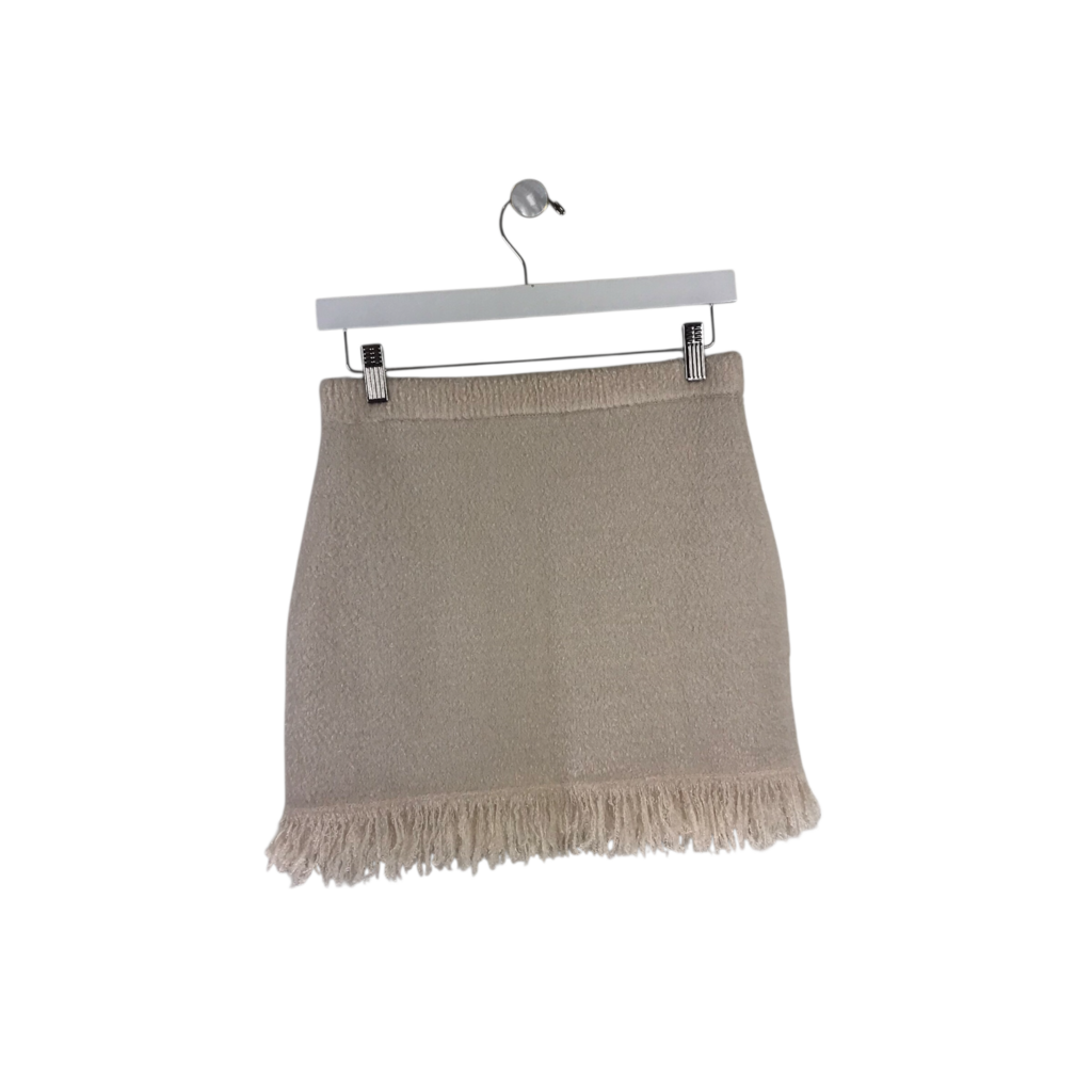 ZARA NWT$39 MINI FRINGE SKIRT CREAM SMALL