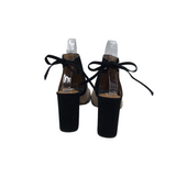 COACH SUEDE HEEL SHOES BLACK BEIGE 8B