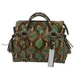 DOONEY & BOURKE PYTHON PRINT SATCHEL HANDBAG GREEN BROWN