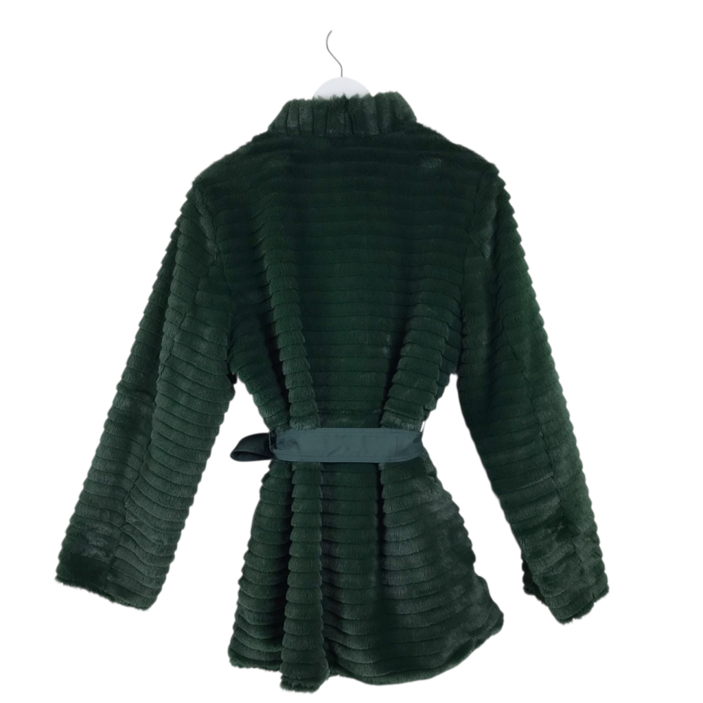ETCETERA FAUX FUR REVERSIBLE DESIGNER COAT GREEN MEDIUM