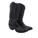 JUSTIN WESTERN ROUND TOE MEN BOOTS BLACK 8D