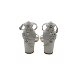 RET$231 EMBELLISHED PEARLS SANDALS SHOES WHITE 7