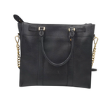 MICHAEL KORS LARGE SATCHEL HANDBAG BLACK GOLD