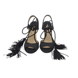 LACE UP WEDGES SHOES BLACK