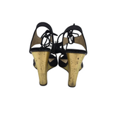 LACE UP WEDGES SHOES BLACK