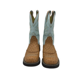 ARIAT FATBABY WESTERN BOOTS BROWN BLUE 8